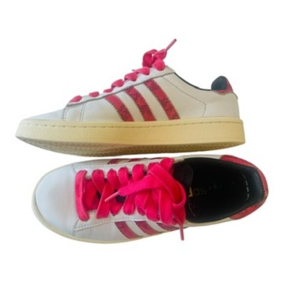 Adidas Campus Women's White pink red Leather shoes sneakers size US 5 Medium fit - Picture 9 of 14
